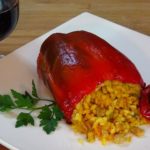 Red peppers stuffed with rice